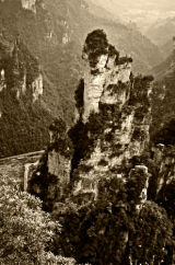 Zhangjiejia Mountains in Sepia, China