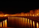 Pisa at Night, the Arno River, Italy