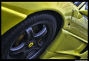 Yellow Ferrari in the rain